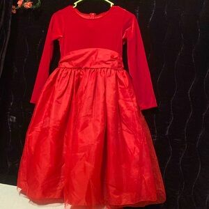 Red long dress with a zipper on the back long sleeve size 10 #976